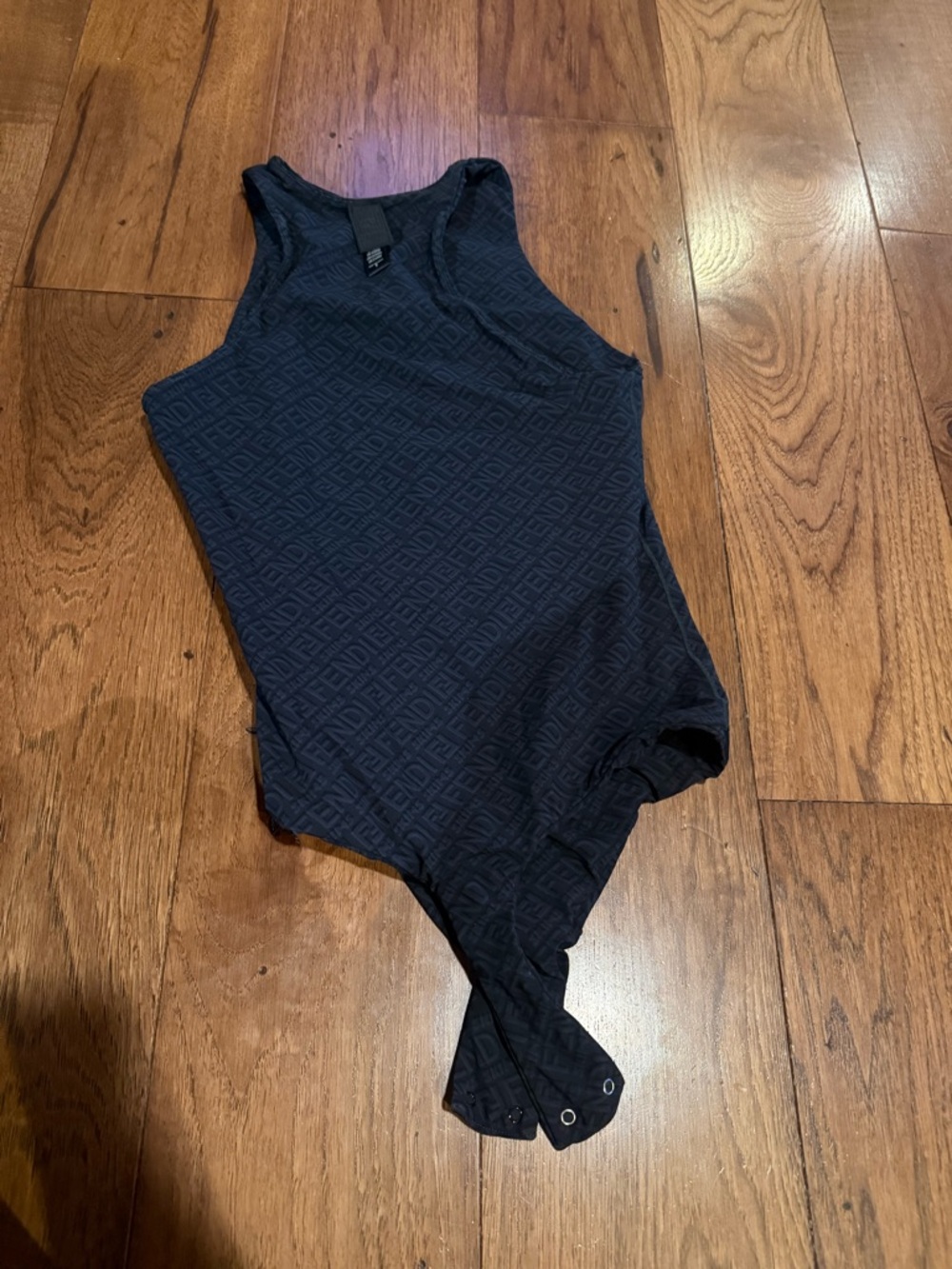 Fendi x skims Black Textured Sleeveless Bodysuit
